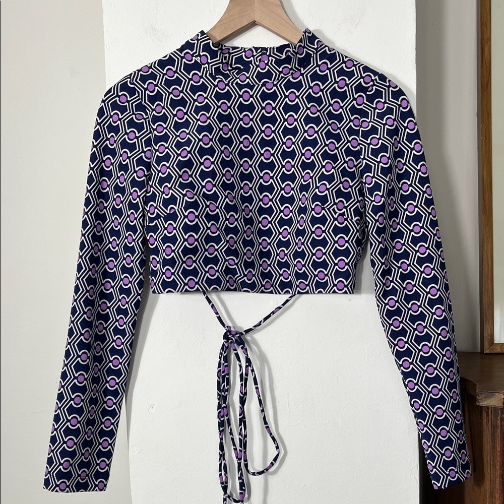 Zara Purple and Blue Geometric Blouse